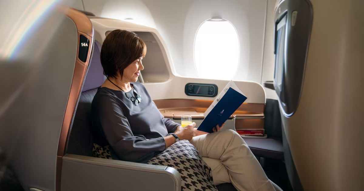 Passenger sitting Singapore Airlines A350 Business Class